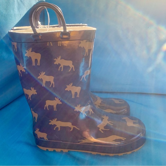 NWT Hudson Baby Moose print‎ rain boots size 3Y - Picture 6 of 11